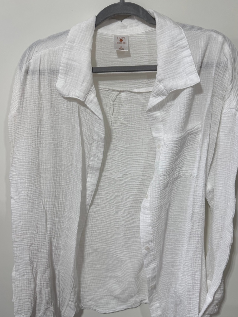 Shade & Shore Women's White Lightweight Button-Up Shirt